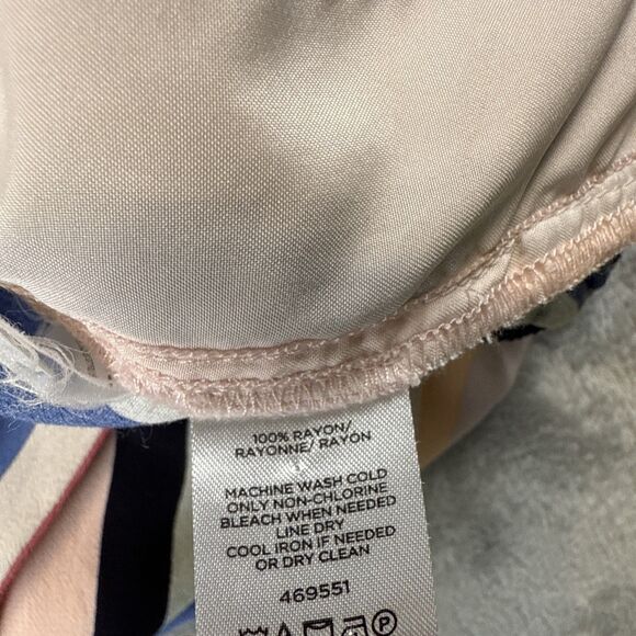 Loft Women’s Small Multicolor Stripe Wide Leg Crop Pants Pockets Rayon - Picture 5 of 6